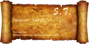 Sporer Teréz névjegykártya